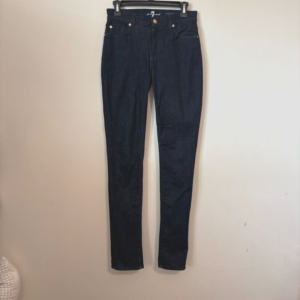 7 for All Mankind dark washed stretch skinny jeans Size 28 Mid Rise Roxanne